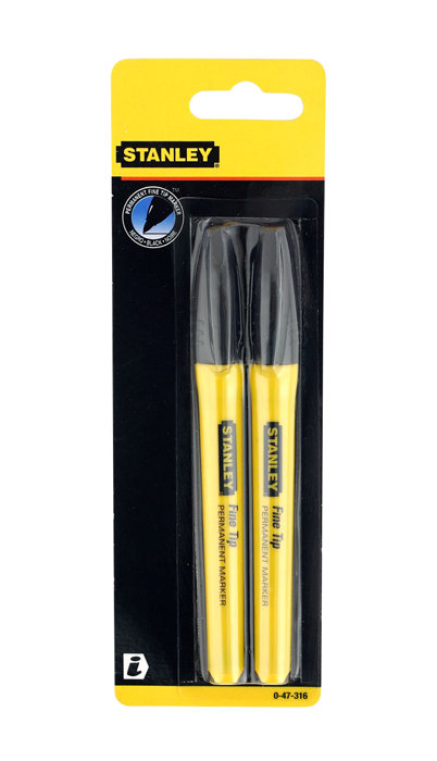 Stanley tusj permanent marker fine tip svart - 2-pk.